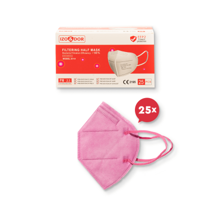 Izo & Dor μάσκα υψηλής προστασίας FFP2, με 5 στρώσεις, μίας χρήσης, χρώματος ροζ