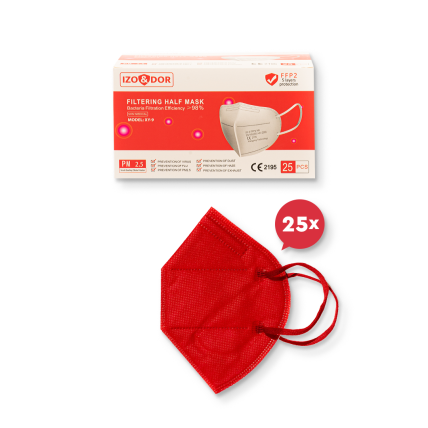 Izo & Dor μάσκα υψηλής προστασίας FFP2, με 5 στρώσεις, μίας χρήσης, χρώματος κόκκινου