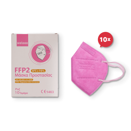 Welooo μάσκα προστασίας NR, BFE≥98%, χρώματος ροζ